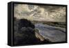 Chalands sur la Seine-Pierre-Auguste Renoir-Framed Stretched Canvas