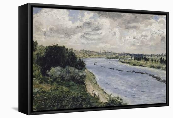 Chalands sur la Seine-Pierre-Auguste Renoir-Framed Stretched Canvas