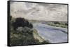 Chalands sur la Seine-Pierre-Auguste Renoir-Framed Stretched Canvas