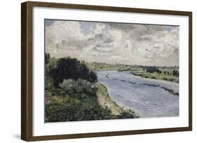 Chalands sur la Seine-Pierre-Auguste Renoir-Framed Giclee Print