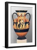 Chalcidian Black Figure Amphora, Sphinx Flanked by Two Lions, by the Polyphemus Painter, 540-30 BC-Greek-Framed Giclee Print