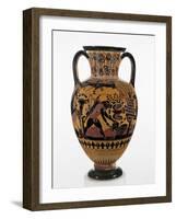 Chalcidian black-figure neck amphora with Odysseus killing a Thracian, c.540 BC-Greek-Framed Giclee Print