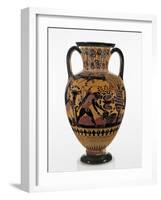 Chalcidian black-figure neck amphora with Odysseus killing a Thracian, c.540 BC-Greek-Framed Giclee Print