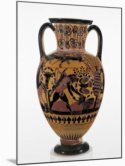 Chalcidian black-figure neck amphora with Odysseus killing a Thracian, c.540 BC-Greek-Mounted Giclee Print