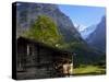 Chalet and Mountains, Grindelwald, Bern, Switzerland, Europe-Richardson Peter-Stretched Canvas