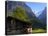 Chalet and Mountains, Grindelwald, Bern, Switzerland, Europe-Richardson Peter-Stretched Canvas