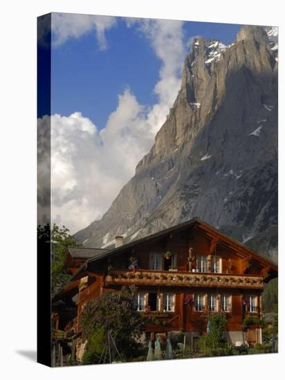 Chalet and Mountains, Grindelwald, Bern, Switzerland, Europe-Richardson Peter-Stretched Canvas