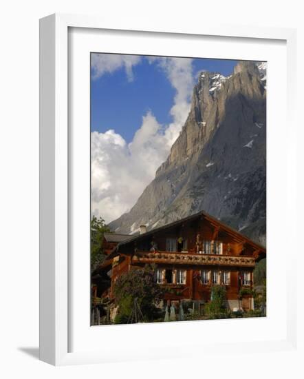 Chalet and Mountains, Grindelwald, Bern, Switzerland, Europe-Richardson Peter-Framed Photographic Print