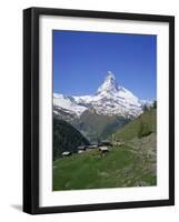 Chalets and Restaurants Below the Matterhorn in Switzerland, Europe-Rainford Roy-Framed Photographic Print