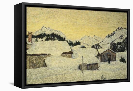 Chalets in Snow-Giovanni Segantini-Framed Stretched Canvas