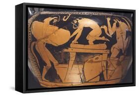 Chalice-Shaped Krater, Showing Sileni Squashing Grapes-null-Framed Stretched Canvas