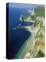 Chalk and Limestone Cliffs Between Lulworth and Durdle Door, Isle of Purbeck, Dorset, England, UK-Tony Waltham-Stretched Canvas