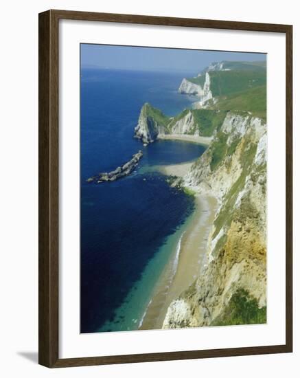 Chalk and Limestone Cliffs Between Lulworth and Durdle Door, Isle of Purbeck, Dorset, England, UK-Tony Waltham-Framed Photographic Print