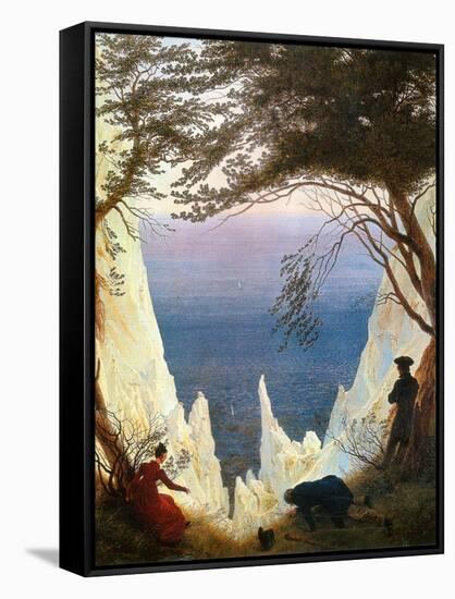 Chalk Cliffs on Rügen-Caspar David Friedrich-Framed Stretched Canvas