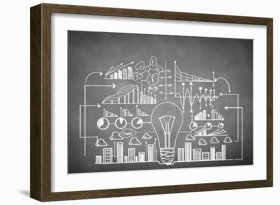 Chalk Drawn Business Plan Sketch-Sergey Nivens-Framed Art Print