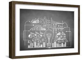 Chalk Drawn Business Plan Sketch-Sergey Nivens-Framed Art Print