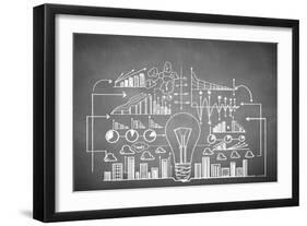 Chalk Drawn Business Plan Sketch-Sergey Nivens-Framed Art Print