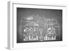 Chalk Drawn Business Plan Sketch-Sergey Nivens-Framed Art Print