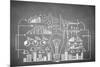 Chalk Drawn Business Plan Sketch-Sergey Nivens-Mounted Premium Giclee Print