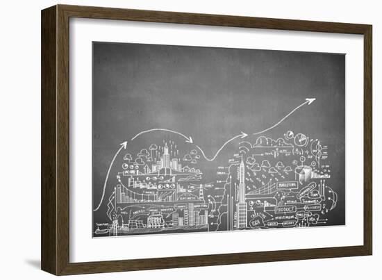 Chalk Drawn Business Plan Sketch-Sergey Nivens-Framed Art Print