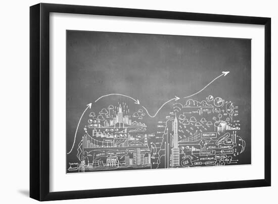 Chalk Drawn Business Plan Sketch-Sergey Nivens-Framed Art Print