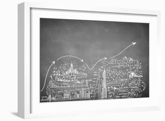 Chalk Drawn Business Plan Sketch-Sergey Nivens-Framed Art Print