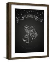 Chalk Flower on Blackboard-tukkki-Framed Art Print