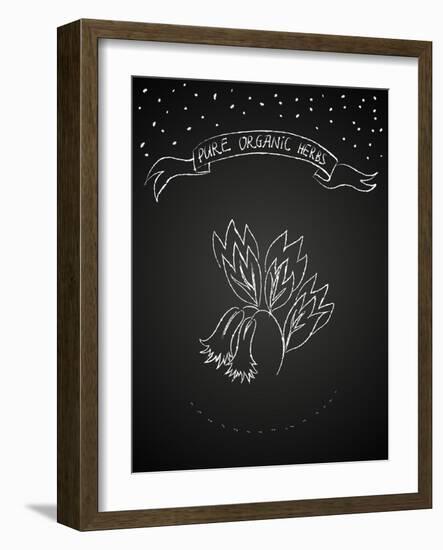 Chalk Flower on Blackboard-tukkki-Framed Art Print