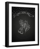 Chalk Flower on Blackboard-tukkki-Framed Art Print