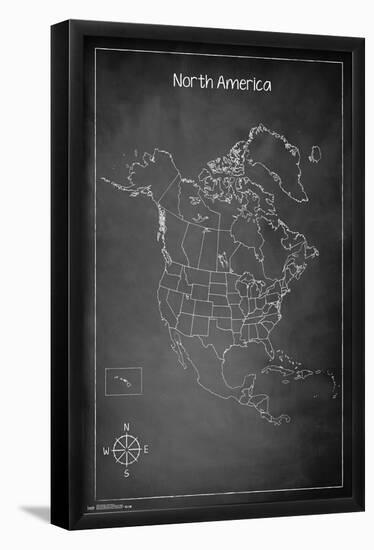 Chalk Map - North America-Trends International-Framed Poster