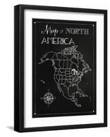 Chalk Map of North America-Tina Lavoie-Framed Giclee Print