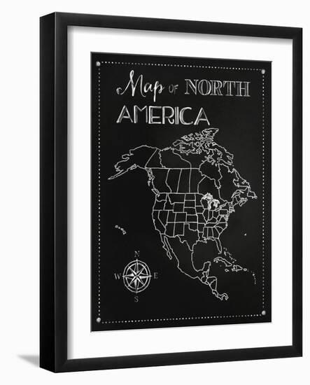 Chalk Map of North America-Tina Lavoie-Framed Giclee Print