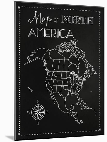 Chalk Map of North America-Tina Lavoie-Mounted Giclee Print