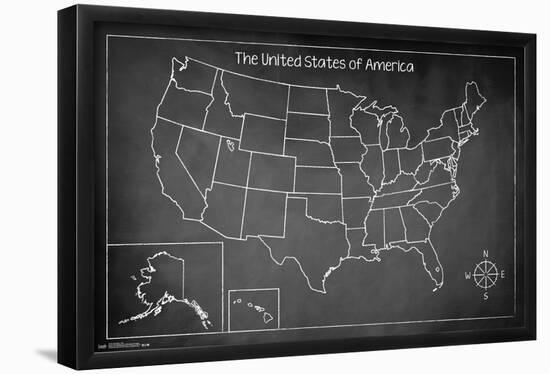 Chalk Map - USA-Trends International-Framed Poster