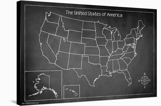 Chalk Map - USA-Trends International-Stretched Canvas