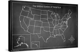 Chalk Map - USA-Trends International-Stretched Canvas