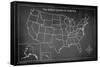 Chalk Map - USA-Trends International-Framed Stretched Canvas