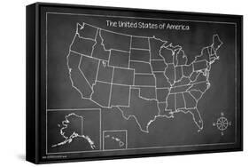 Chalk Map - USA-Trends International-Framed Stretched Canvas