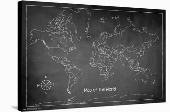 Chalk Map - World-Trends International-Stretched Canvas