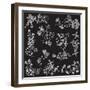 Chalk Style Hand Drawn Flowers-Pink Pueblo-Framed Art Print