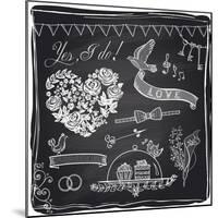 Chalk Wedding Hand Drawn Graphic Set on a Chalkboard-Selenka-Mounted Art Print