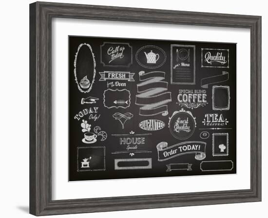 Chalkboard Ads, Including Frames, Banners, Swirls and Advertisements for Restaurant, Coffee Shop-LanaN.-Framed Art Print