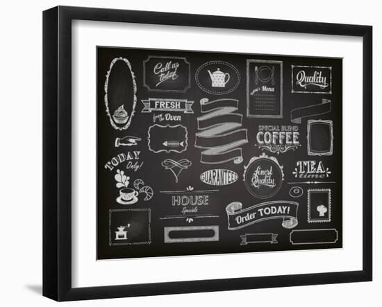 Chalkboard Ads, Including Frames, Banners, Swirls and Advertisements for Restaurant, Coffee Shop-LanaN.-Framed Art Print