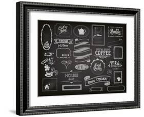 Chalkboard Ads, Including Frames, Banners, Swirls and Advertisements for Restaurant, Coffee Shop-LanaN.-Framed Art Print