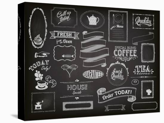 Chalkboard Ads, Including Frames, Banners, Swirls and Advertisements for Restaurant, Coffee Shop-LanaN.-Stretched Canvas