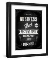 Chalkboard Business Lunch Poster, Typographic Design-Ozerina Anna-Framed Art Print