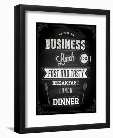 Chalkboard Business Lunch Poster, Typographic Design-Ozerina Anna-Framed Art Print