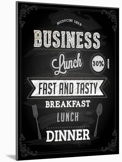 Chalkboard Business Lunch Poster, Typographic Design-Ozerina Anna-Mounted Art Print