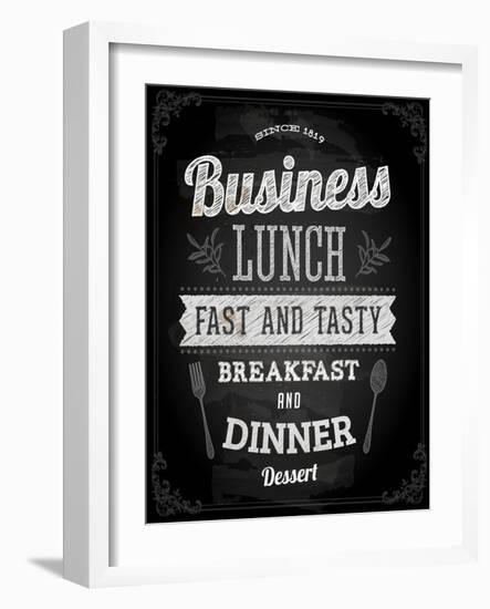 Chalkboard Business Lunch Poster, Typographic Design-Ozerina Anna-Framed Art Print