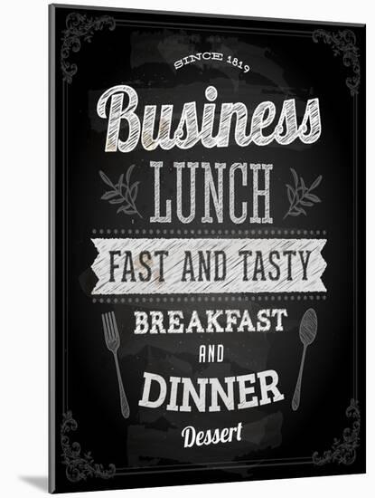 Chalkboard Business Lunch Poster, Typographic Design-Ozerina Anna-Mounted Art Print